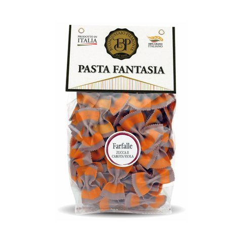 Farfalle zucca e carote viola strisce - Buongustaio Piemonte dal 1995